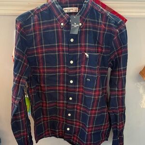 Abercrombie & Fitch Boys Red and Blue Plaid Shirt